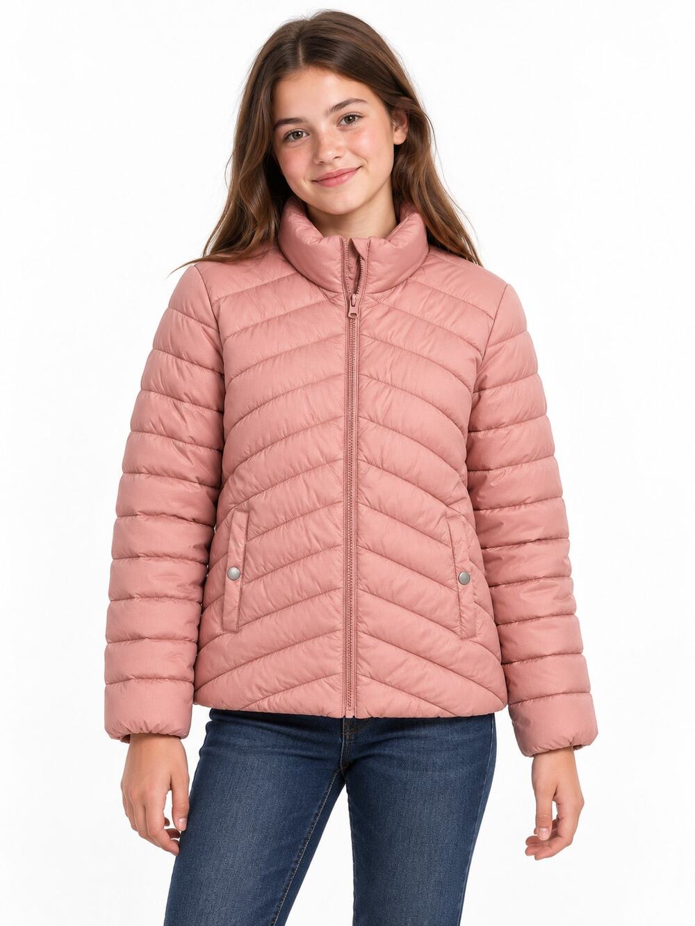 Mango MNG Girls' Blush Pink Quilted Puffer Jacket size 13-14